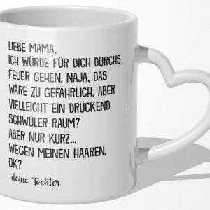 22Feels Tasse Mama Geschenk von Tochter Muttertag Geburtstag Mutter Weihnachten Frau, Keramik, Made In Germany, Spülmaschinenfest, Herzhenkel