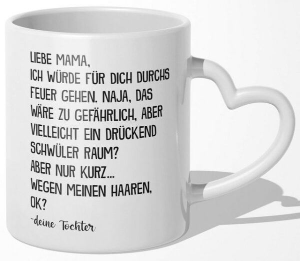 22Feels Tasse Mama Geschenk von Tochter Muttertag Geburtstag Mutter Weihnachten Frau, Keramik, Made In Germany, Spülmaschinenfest, Herzhenkel