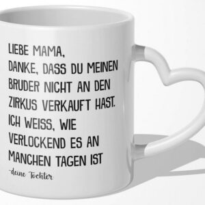 22Feels Tasse Mama Geschenk von Tochter Muttertag Geburtstag Mutter Weihnachten Frau, Keramik, Made In Germany, Spülmaschinenfest, Herzhenkel