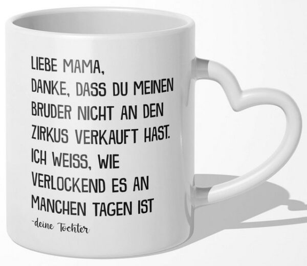 22Feels Tasse Mama Geschenk von Tochter Muttertag Geburtstag Mutter Weihnachten Frau, Keramik, Made In Germany, Spülmaschinenfest, Herzhenkel