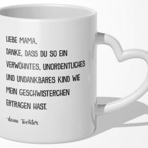 22Feels Tasse Mama Geschenk von Tochter Muttertag Geburtstag Mutter Weihnachten Frau, Keramik, Made In Germany, Spülmaschinenfest, Herzhenkel