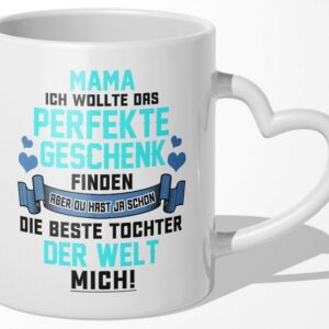 22Feels Tasse Mama Geschenk von Tochter Muttertag Geburtstag Mutter Weihnachten Frau, Keramik, Made In Germany, Spülmaschinenfest, Herzhenkel