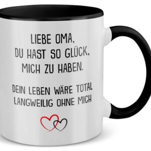 22Feels Tasse Oma Geschenk Geburtstag Grossmutter Rentnerin Frauen Weihnachten, Keramik, Made in Germany, Spülmaschinenfest, Zweifarbig