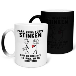 22Feels Tasse Papa Geschenk Fürze Stinken Vatertag Vater Geburtstag Weihnachten Papi, Keramik, FARBWECHSEL Zaubertasse, Made in Germany