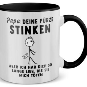 22Feels Tasse Papa Geschenk Fürze Stinken Vatertag Vater Geburtstag Weihnachten Papi, Keramik, Made in Germany, Spülmaschinenfest, Zweifarbig