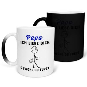 22Feels Tasse Papa Geschenk Liebe Dich Vatertag Vater Geburtstag Weihnachten Papi, Keramik, FARBWECHSEL Zaubertasse, Made in Germany