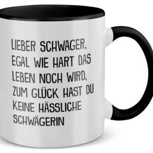 22Feels Tasse Schwager Geschenk von Schwägerin Hochzeit Weihnachten Geburtstag Idee, Keramik, Made in Germany, Spülmaschinenfest, Zweifarbig