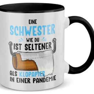 22Feels Tasse Schwester Geschenk Geburtstag Weihnachten Geschwister Mädchen Frauen, Keramik, Made in Germany, Spülmaschinenfest, Zweifarbig