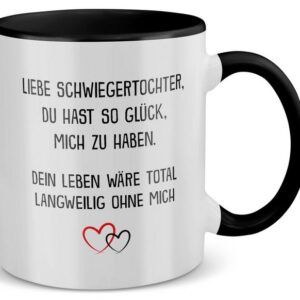 22Feels Tasse Schwiegertochter Geschenk von Schwiegerpapa Hochzeit Frau Weihnachten, Keramik, Made in Germany, Spülmaschinenfest, Zweifarbig