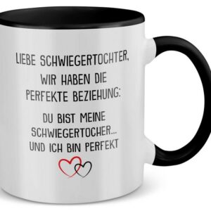 22Feels Tasse Schwiegertochter Geschenk von Schwiegerpapa Hochzeit Frau Weihnachten, Keramik, Made in Germany, Spülmaschinenfest, Zweifarbig