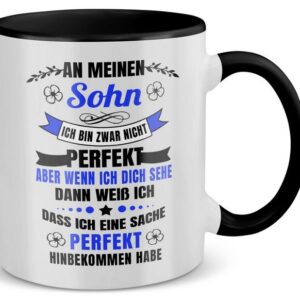 22Feels Tasse Sohn Geschenk Geburtstag 18 Jahre Kind Abi Master Bachelor Weihnachten, Keramik, Made in Germany, Spülmaschinenfest, Zweifarbig