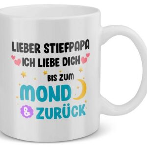 22Feels Tasse Stiefpapa Geschenk Vatertag Bonus Stiefvater Geburtstag Weihnachten, Keramik, Made in Germany, Spülmaschinenfest