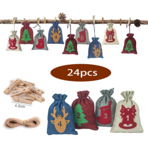 24pcs Diy Adventskalender, Weihnachtsgeschenktüten, wiederverwendbare Weihnachtsgeschenktüten, Diy Weihnachtsgeschenktüten, Weihnachtsstofftüten,