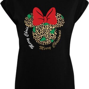 ABSOLUTE CULT Ladies Minnie Mouse Weihnachts-t-shirt Mit Leopardenmuster für Damen - 2XL