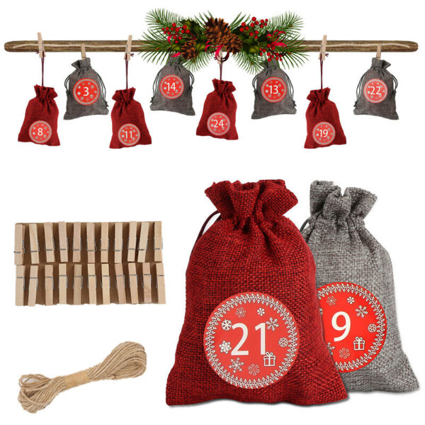 Adventskalender zum Befüllen Weihnachtskalender Weihnachten Säckchen xmas diy Decor 24 Stoffbeutel - Swanew