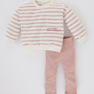 DeFacto Baby-mädchen Gestreifte Sweatshirt-strumpfhose 2er-set B9222a524sp für Damen - 9-12 Monate