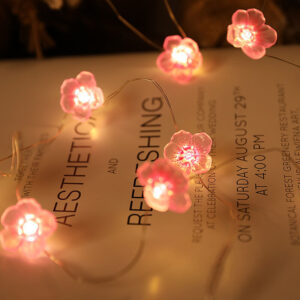 LED-Sakura-Blumen-Lichterkette, 2 m, 20 LED-Weihnachtsdekorationslicht, Sakura-Blumengirlanden-Licht, für Zuhause, Weihnachten, Garten, Zimmer und