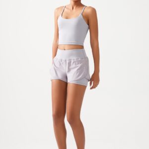 LOS OJOS Graue 2-lagen-sportshorts - Strumpfhosen Mit Shorts für Damen - L