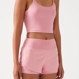 LOS OJOS Rosa 2-lagen-sportshorts - Strumpfhose Mit Shorts für Damen - XS