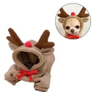 Lubgitsr Hundepullover Weihnachten Hundemantel für Mittelgroße Hunde Cosplay Rentier Hunde
