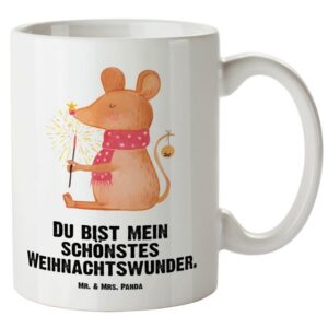 Mr. & Mrs. Panda Tasse Maus Weihnachten - Weiß - Geschenk, Groß, Große Tasse, Heiligabend, W, XL Tasse Keramik, Liebevolles Design