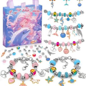 POPOLIC Schmuckset Geschenke für Mädchen, Schmuck Basteln (Mädchen 8 10 Jahre Armbänder Selber Machen Einschulung Mädchen Bastelset, Charm Armband Kit Kinder Spielzeug), Mädchen Geschenke 5 6 7 8 9 10 11 12 Jahre