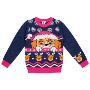 United Labels® Weihnachtspullover Paw Patrol Winterpullover Mädchen Skye Strick Pullover Ugly Blau/Pink