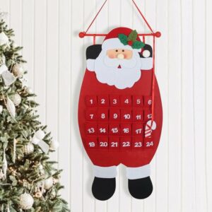 Weihnachts-Ahead-Kalender für Kinder, Countdown, Weihnachtsmann, wiederverwendbare Wanddekoration, avce, 24 Taschen zum Befüllen, Filz zum Aufhängen