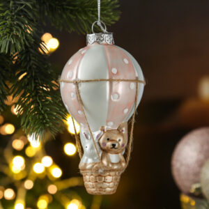 Weihnachtsbaumschmuck BALLON mit Bärchen und Hase - Glas - H: 13cm ...