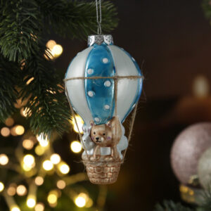 Weihnachtsbaumschmuck BALLON mit Bärchen und Hase - Glas - H: 13cm ...